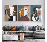 RDRDtbtr Modern Abstract Line Woman Wall Art Posters Prints Geometric Figures Canvas Painting Gallery Living Room Mural Picture Home Decor 50x70cmx3 Unframed