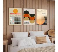 RDRDtbtr Orange and Black Bauhaus Pattern Wall Art Modern Trend Canvas Painting Minimalist Posters Prints Picture Living Room Home Decoration 50x70cmx3 Unframed
