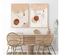 RDRDtbtr Terracotta Minimalist Drawing Wall Art Woman Face Line Canvas Painting Abstract Boho Posters Prints Picture Living Room Home Decor 50x70cmx2 Unframed