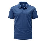 Rdruko Golf Polo Shirts for Men Short Sleeve Stretch Fit Breathable Quick Dry Summer Casual Smart Outdoor Work Hiking Camping Tops Dark Blue L