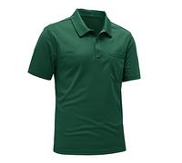 Rdruko Golf Polo Shirts for Men Short Sleeve Stretch Fit Breathable Quick Dry Summer Casual Smart Outdoor Work Hiking Camping Tops Blackish Green S