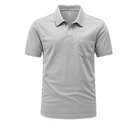 Rdruko Golf Polo Shirts for Men Summer Short Sleeve Breathable Quick Dry Casual Work Top with Pocket Light Grey XL