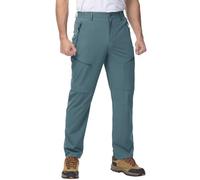Rdruko Men Hiking Trousers Elastic Waist Lightweight Quick Dry Summer Outdoor Cargo Trousers for Dog Walking Gardening Work Traveling Grey Blue 32