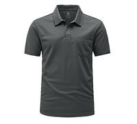 Rdruko Men's Breathable Polo Shirts Short Sleeve with Pocket Summer Polyester Work T Shirts Casual Smart Golf Top Dark Grey 3XL