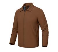 Rdruko Men's Casual Jacket Lightweight Outdoor Windbreaker Jacket Smart Spring Autumn Jackets for Sport Work with Zip Pockets Brown 3XL