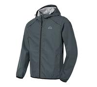 Rdruko Mens Hooded Waterproof Packable Rain Jacket, Grey XL
