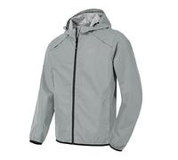 Rdruko Mens Hooded Waterproof Packable Rain Jacket, Light Grey XXL