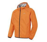 Rdruko Mens Hooded Waterproof Packable Rain Jacket, Orange XL
