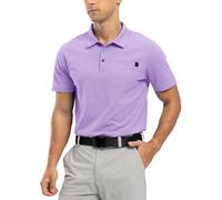 Rdruko Mens Polo Shirts Short Sleeve Breathable Quick Dry Tennis Golf Tops Casual Smart Work T Shirts with Pocket Light Purple S