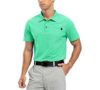 Rdruko Mens Polo Shirts Short Sleeve Breathable Quick Dry Tennis Golf Tops Casual Smart Work T Shirts with Pocket Emerald Green XXL