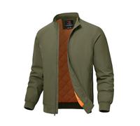 Rdruko Men's Quilted Bomber Jackets Casual Winter Windbreakers Jacket for Men Fall Padded Full Zip Windproof Work Coats Army Green 3XL