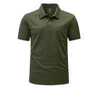 Rdruko Mens Short Sleeve Golf Polo with Chest Pocket, Army Green S