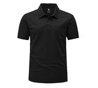 Rdruko Mens Short Sleeve Golf Polo with Chest Pocket, Black 3XL