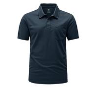 Rdruko Mens Short Sleeve Golf Polo with Chest Pocket, Navy Blue 3XL