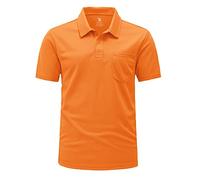 Rdruko Mens Short Sleeve Golf Polo with Chest Pocket, Orange M