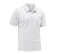 Rdruko Mens Short Sleeve Golf Polo with Chest Pocket, White 3XL