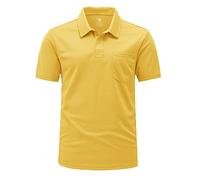 Rdruko Mens Short Sleeve Golf Polo with Chest Pocket, Yellow XXL