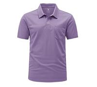 Rdruko Polo Shirts for Men Short Sleeve Casual Smart Summer Breathable Golf Tops Quick Dry Outdoor Work Hiking Camping T Shirt Light Purple M