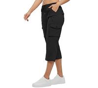 Rdruko Women's Casual Cargo Shorts Drawstring Elastic High Waisted Hiking Capri Pants Summer Outdoor Cropped Trousers for Work Travel Golf Black L