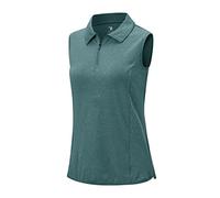 Rdruko Womens Sleeveless Golf Polo T Shirts Breathable 1/4 Zip Running Sports Gym Top Summer Quick Dry Casual Work Tennis Shirts Jeans Blue XXL