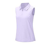 Rdruko Womens Sleeveless Running Tops Breathable 1/4 Zip Golf Tennis Polo Shirts Summer Quick Dry Casual Work Sport Gym T Shirts Light Purple S