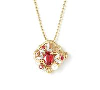 RDSGYZ 9K 14K 18K Real Gold Women's Necklace Pendant with Ruby 0.53ct | Necklace Flower Pendant with 0.53ct Ruby Pearls and Moissanite, 375 585 750 Gold Chain 45CM for Wedding