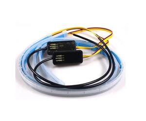 Rdtnvc 2PCS 30cm 45cm 60cm Sequential LED Strip Indicator Turn Signal DRL Daytime Running Lights Headlights Headlamp(White-yellow,30CM)