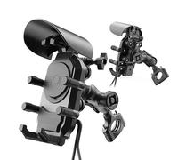 Rdtnvc Fast Charger Stand 15W Wireless Charging Shockproof Smartphone Handlebar Mount Anti-Theft Bike Cellphone Support Waterproof Motorbike Phone Holder(Wireless Charger H)