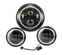 Rdtnvc Headlight Motorcycle Light For Electra For Glide For Softail For Fat For Boy For Touring 7 Inch Motor LED Headlight With 4.5 Inch Fog Lamps DRL(7inch and 4.5inch B)