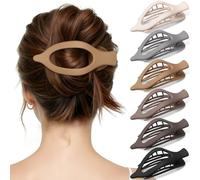 RDUQM 6 Pcs Large Flat Hair Clips for Women Girls - French Concord Lay Flat Claw Clips for Thick Thin Hair, Matte Non-slip Duck Billed Barrettes, Strong Hold Hair Accessories, Neutral