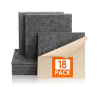 Rdutuok 18 Pack Sound Proofing Panels Self-adhesive,30 x 30 x1 cm High Density Square Acoustic Panels for Walls,Soundproofing Panels for Recording Room,Offices,Home and Wall Decoration Dark Grey