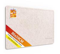 Rdutuok Bulletin Board,86x59cm Foldable Decorative Felt Pin Board Photo Display Board with Self-Adhesive Tape, Decorative Cork Alternative for Wall Includes 20 Push Pins,Oatmeal