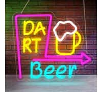 Rdutuok Darts Neon Sign Dart Beer Signs Darts Light Neon Gaming Sign Dartboard Neon Sign Darts Bar Neon Light for Wall Decor Game Room Darts Club Home Bar Pub Party USB Powered