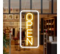 Rdutuok Led Neon Open Signs for Business,42 x 22cm Light Up Open Signs Advertisement Board Electric Display Sign Powered by USB Adjustable Bright for Stores Window Bars Cafes Yellow+White