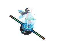RDVXI 3D Holographic Fan, 5.5in/14cm 3D Hologram Fan, 128 0603 LED Beads Holographic Projector, HD Flicker Free TF&APP Control Christmas Halloween