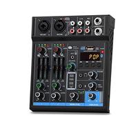 RDVXI Audio Mixer, 4 Channel Mini Mixer Sound Card DJ 16 Digital Effects Noise Reduction Console USB Recording For Singing