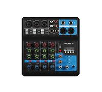 RDVXI Audio Mixer, 5-Channel Portable Professional DJ Mixer Built-in 48v Phantom Power USB Sound Mixing Console for Stage Live Broadcast
