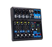 RDVXI Audio Mixer, 6 Channel Mixer Portable Sound Mixing Console USB Interface Computer Input 48V Phantom Monitor Recording(AS-08)