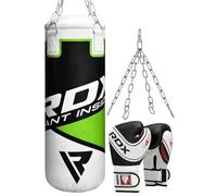RDX 12KG Filled and Unfilled Kids Punch Bag with 6oz Boxing Gloves Steel Chain, 60CM Hanging Junior Set for MMA Muay Thai Karate Kickboxing, Maya Hide Leather Youth Children Girls Boys Punching Bag