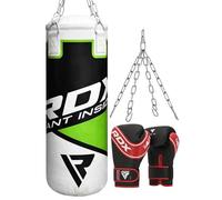 RDX 12KG Filled and Unfilled Kids Punch Bag with 6oz Boxing Gloves Steel Chain, 60CM Hanging Junior Set for MMA Muay Thai Karate Kickboxing, Maya Hide Leather Youth Children Girls Boys Punching Bag