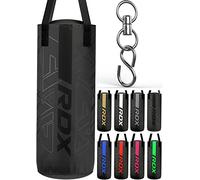 RDX 12KG Filled Kids Punch Bag with 6oz Boxing Gloves Steel Chain, 60CM Maya Hide Leather Hanging Junior Set for MMA Muay Thai Karate Kickboxing Training, Youth Punching Bag for Girls Boys Children