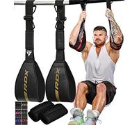 RDX AB Straps for Pull Up Bar Hanging (Pair), Maya Hide Leather, Abdominal Muscle Building Padded Arm Support Slings with D-Ring Strap, Leg Raise Exercise Fitness Workout Strength Training, Men Women