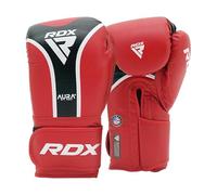 RDX Aura Plus T-17 Boxing Gloves - Maya Hide Leather, MG-3 Padding & Max-Shock Foam for Training, Sparring, Kickboxing & Muay Thai - Quick-EZ Strap - Red 14 Oz