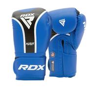 RDX Aura Plus T-17 Boxing Gloves - Maya Hide Leather, MG-3 Padding & Max-Shock Foam for Training, Sparring, Kickboxing & Muay Thai - Quick-EZ Strap - Blue 10 Oz
