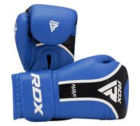 RDX Aura Plus T-17 Boxing Gloves - Maya Hide Leather, MG-3 Padding & Max-Shock Foam for Training, Sparring, Kickboxing & Muay Thai - Quick-EZ Strap - 12 Oz Blue