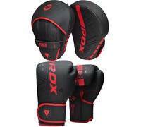 RDX Boxing Gloves and Pads Set, Maya Hide Leather, Adult & Kids KARA Hook and Jab Curved Focus Mitts with Punching Gloves for MMA, Muay Thai Kickboxing Martial Arts Punching Hand Target Strike Shield