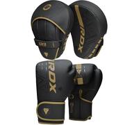 RDX Boxing Gloves and Pads Set, Maya Hide Leather, Adult & Kids KARA Hook and Jab Curved Focus Mitts with Punching Gloves for MMA, Muay Thai Kickboxing Martial Arts Punching Hand Target Strike Shield