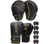 RDX Boxing Gloves and Pads Set, Maya Hide Leather KARA Hook and Jab Curved Focus Mitts with Punching Gloves for MMA, Muay Thai, Kickboxing Coaching, Martial Arts, Punching Hand Target Strike Shield