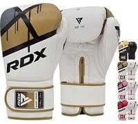 RDX Boxing Gloves Ego Muay Thai Training Maya Hide Leather Sparring Punching Bag Mitts kickboxing Fighting, Gold, 8 oz