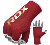 RDX Boxing Hand Wraps Half Finger Inner Gloves for Punching - Elasticated Bandages Fist Protection - Great for MMA, Muay Thai, Kickboxing, Martial Arts Training, Combat Sports, Home Gym (RED, XL)